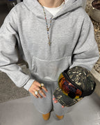 BASIC HOODIE CROPPED FIT GRIS