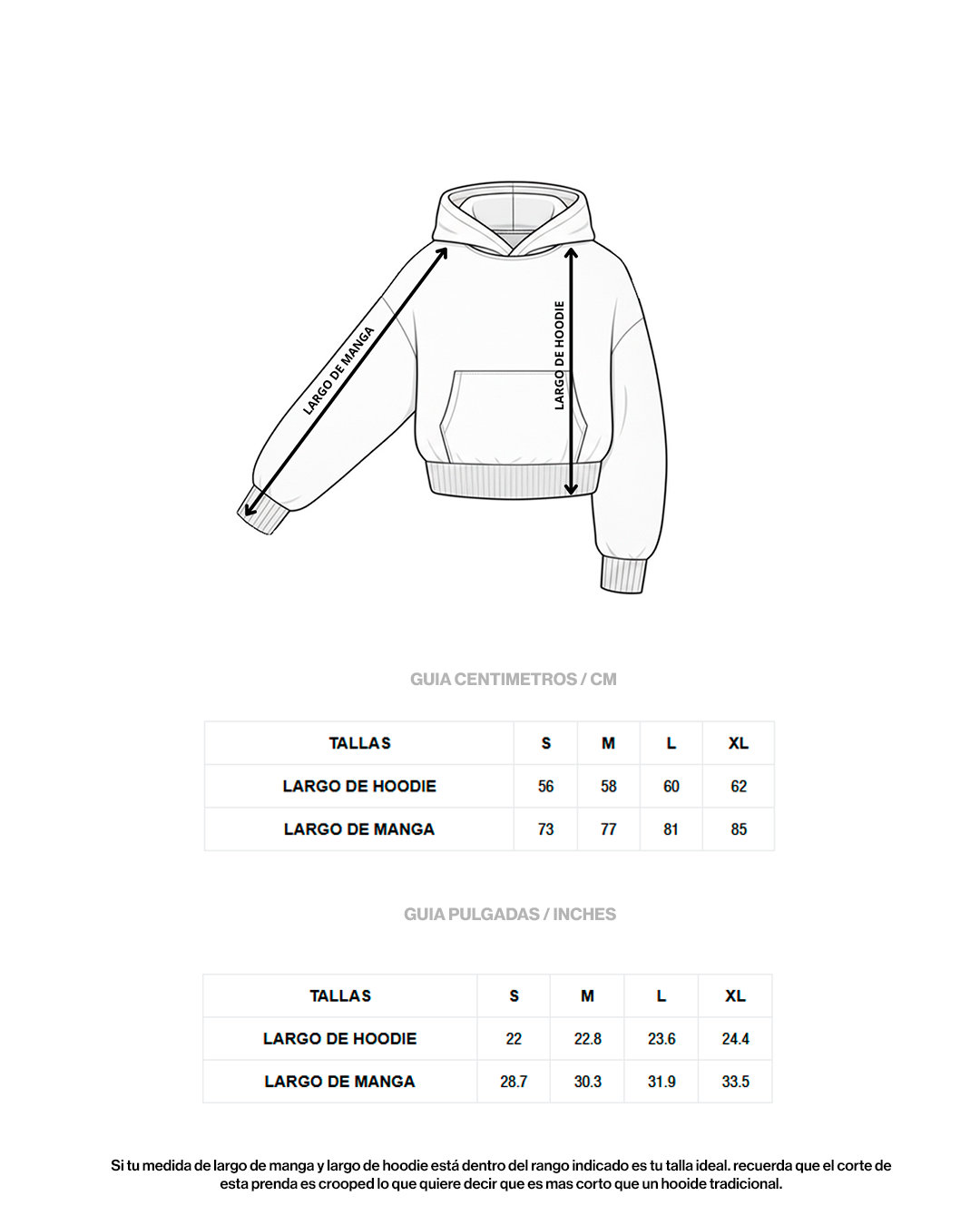 BASIC HOODIE CROPPED FIT BLACK