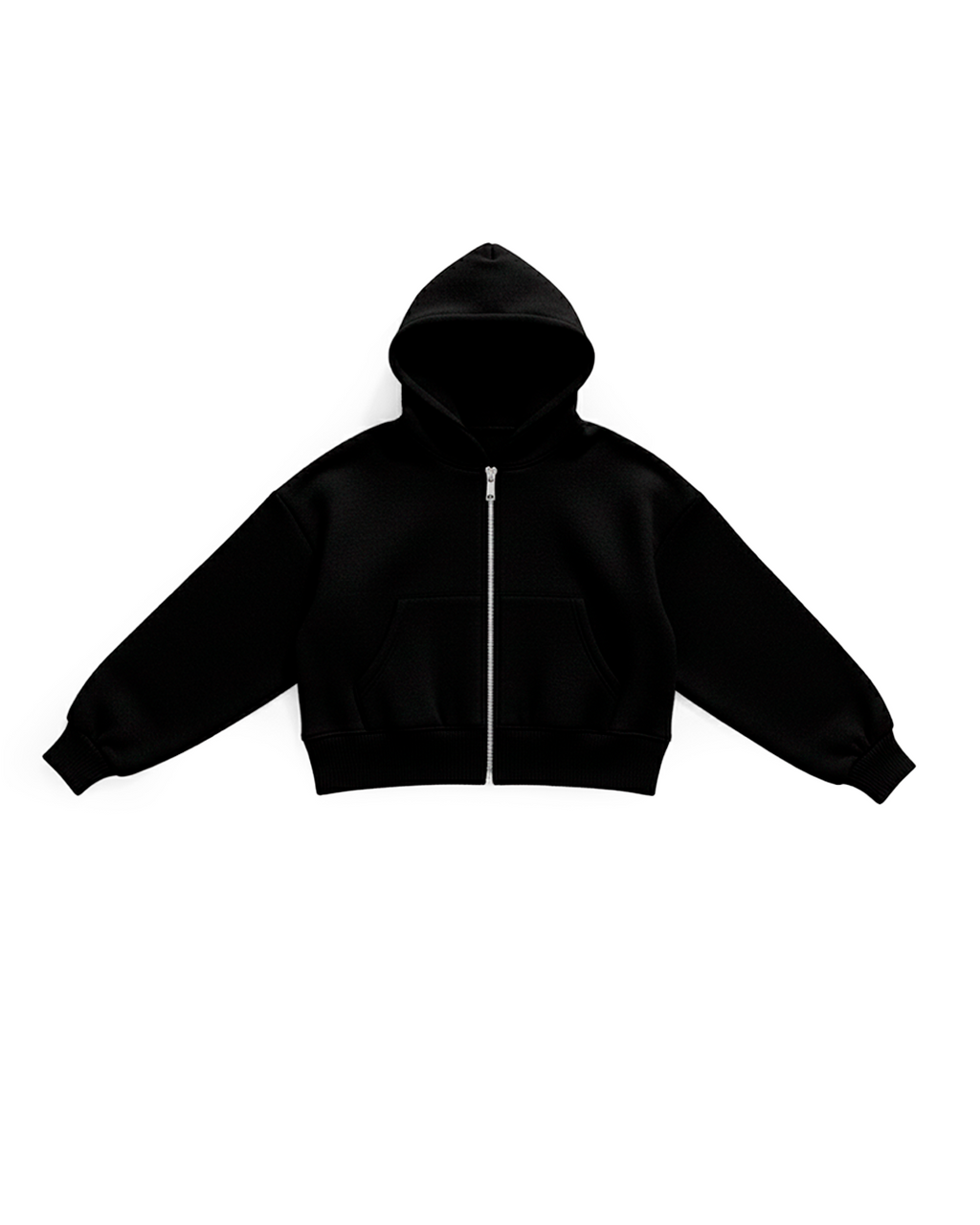 BASIC HOODIE TIPO ZIP CROPPED FIT BLACK
