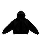 BASIC HOODIE TIPO ZIP CROPPED FIT BLACK