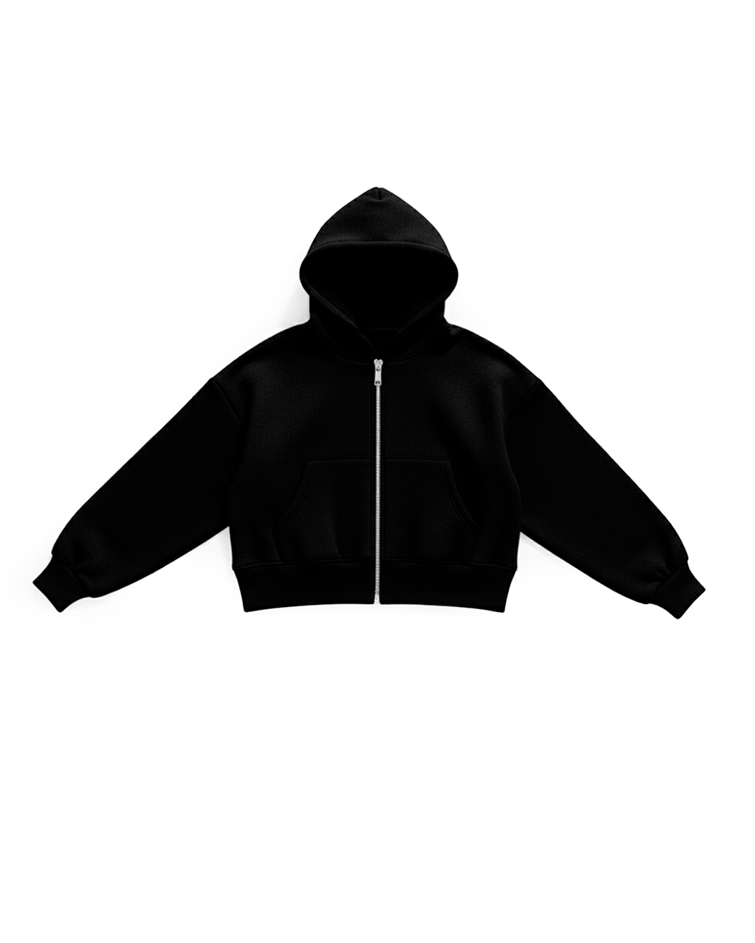 BASIC HOODIE TIPO ZIP CROPPED FIT BLACK