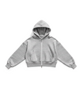 BASIC HOODIE TIPO ZIP CROPPED FIT GRIS