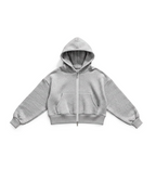 BASIC HOODIE TIPO ZIP CROPPED FIT GRIS